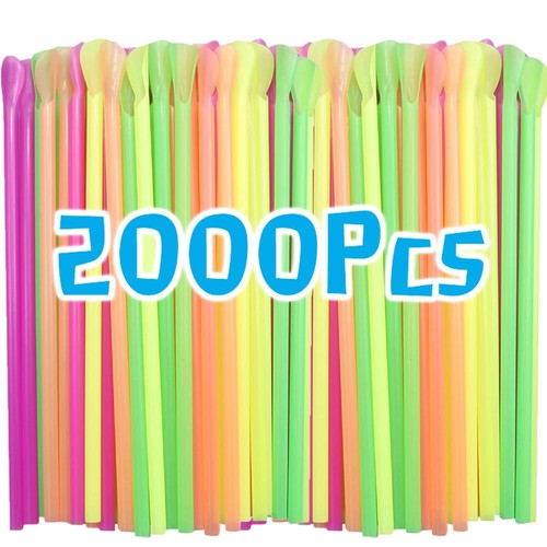 2000pcs color spoon straws - spoon,