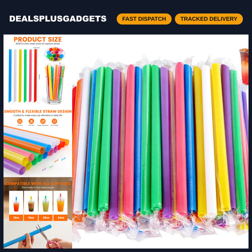 800 pcs jumbo smoothie straws - jumbo,