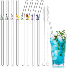 8 Pcs Reusable Glass Straws
