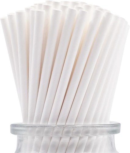 White paper straws 6mm - 6mm, 200mm