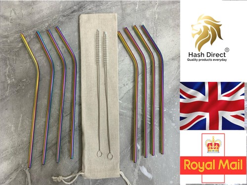 Metal straws reusable rainbow - straws,