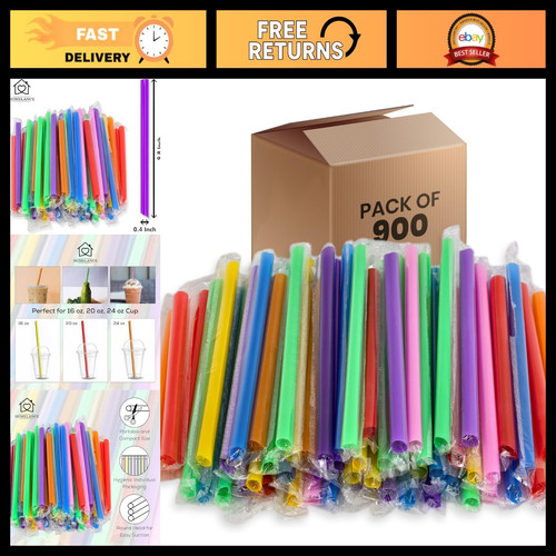 900 pcs jumbo smoothie straws - 900,
