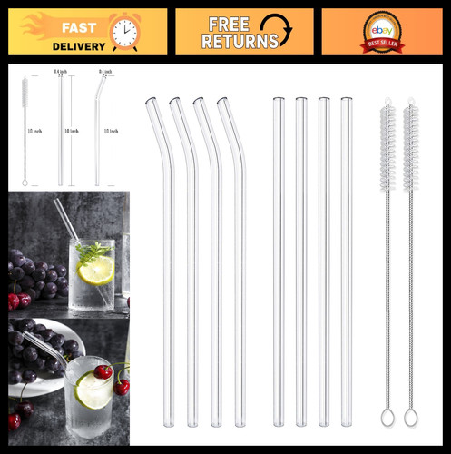 Piece reusable glass straws - 10-piece,