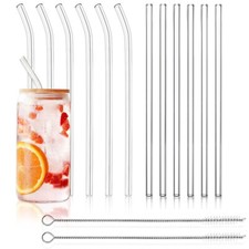 12 Pack Reusable Glass Straws