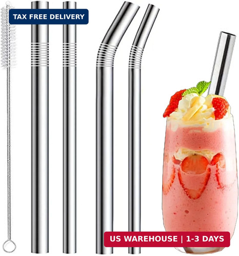 Metal straws reusable smoothie - straws, reusable,smoothie